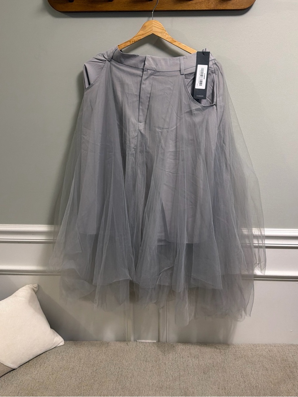 S.Deer Tulle Midi Skirt in Light Gray